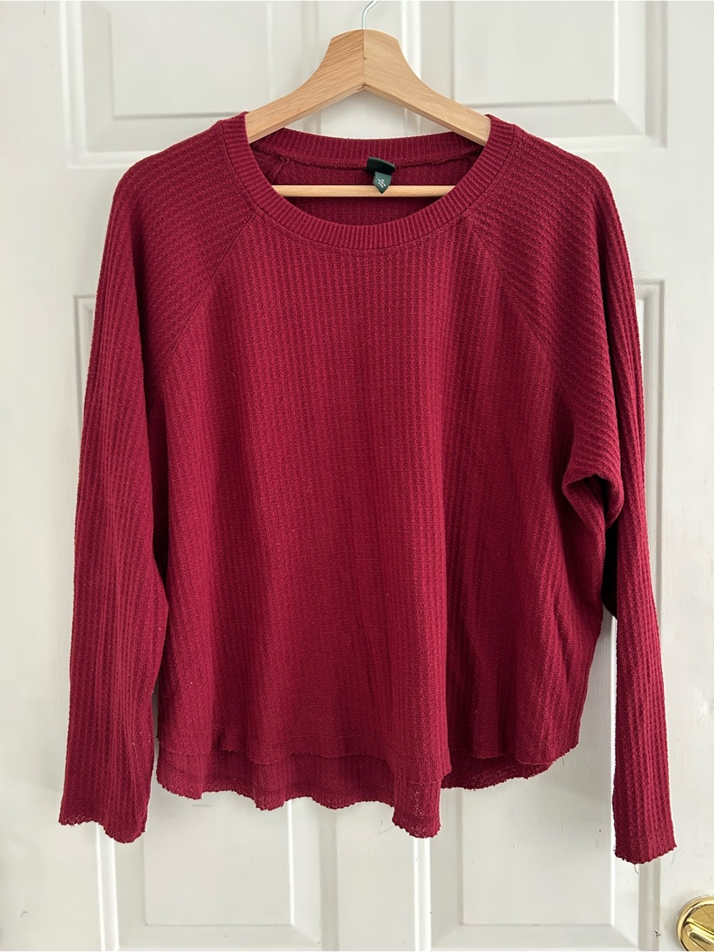 Wild Fable Ribbed Crewneck Long Sleeved Top - Burgundy